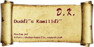 Dudás Kamilló névjegykártya